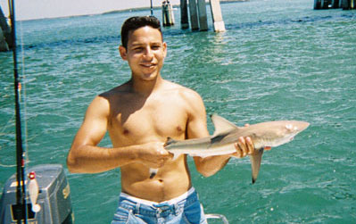 Jim's shorts blinded the fish for an easy catch! 